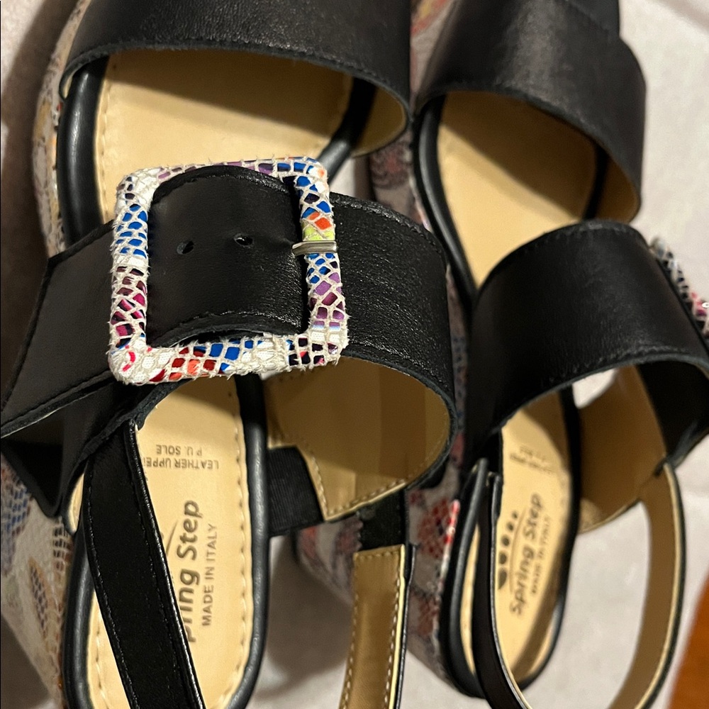 Spring Step Black and Multicolor Platform Sandals - Picture 12 of 16
